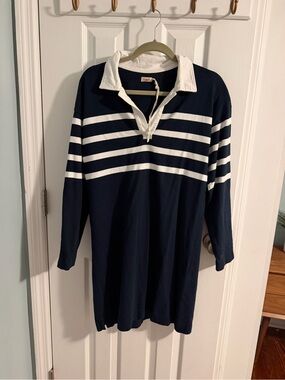Faherty Navy and White Striped Rugby Dress